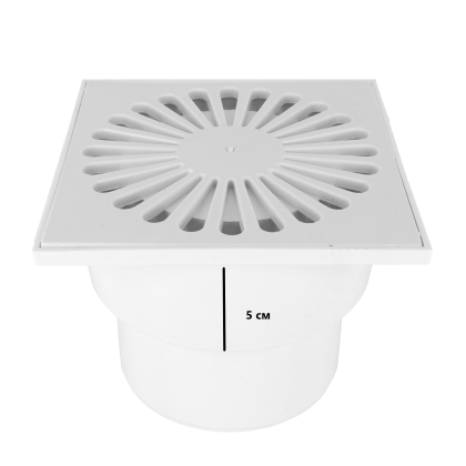 Сиф прав ф110  нисък 5 см с метална решетка 15см х15см