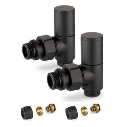КИТ-ъглови радиаторни вентили с  aдаптори ф16 черни APM-Italy