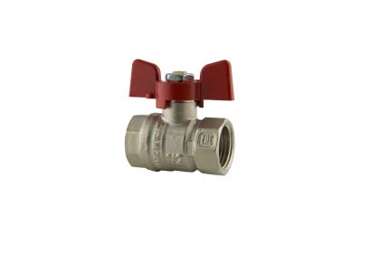 Кран сферичен пеперуда женски 1 червена дръжка TDM-ITALY