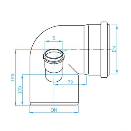 ППК коляно ф110/90° с дясно разклонение ф50